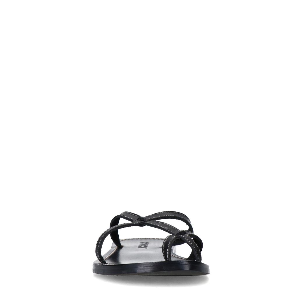 Zwarte leren slippers