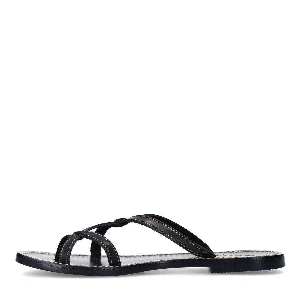 Zwarte leren slippers