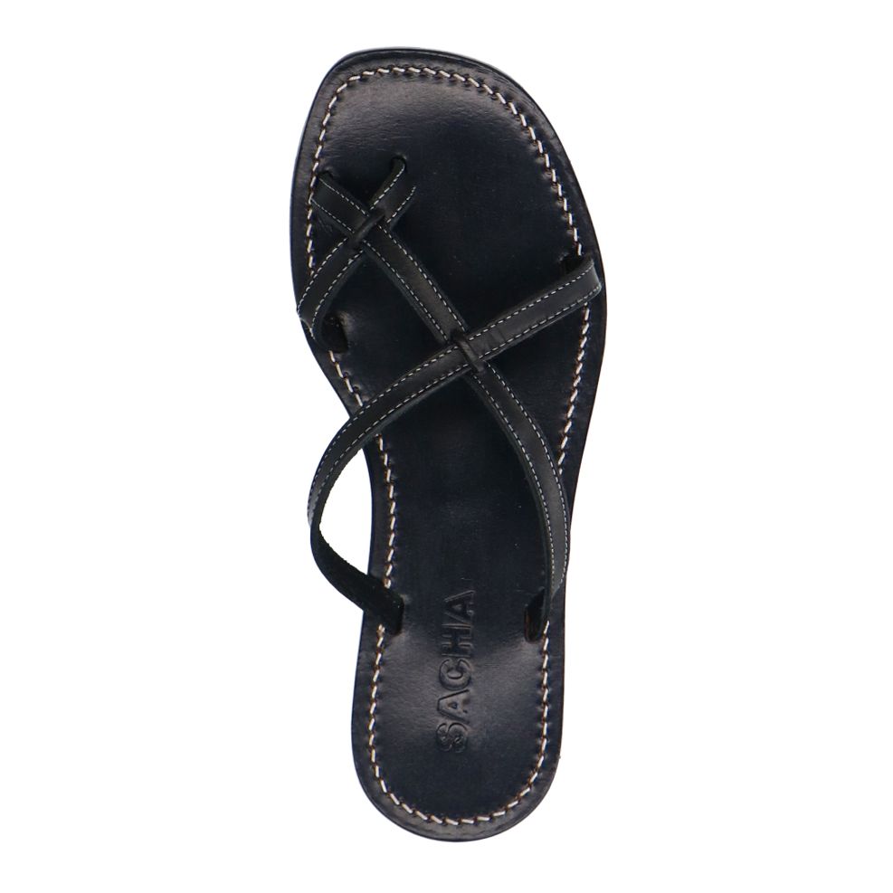 Zwarte leren slippers