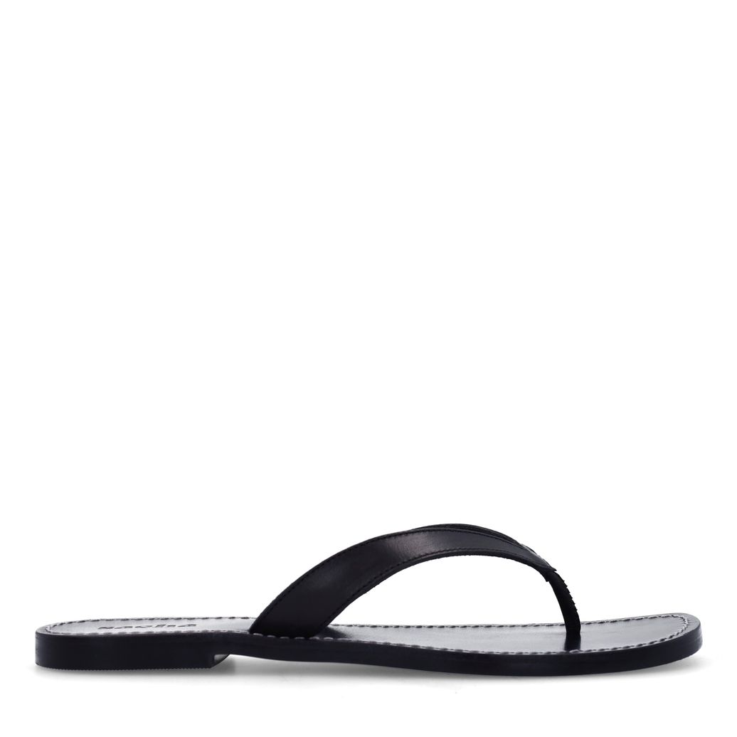 Zwarte leren teenslippers