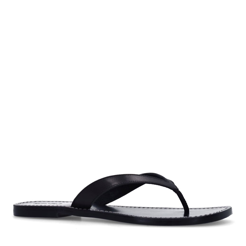Zwarte leren teenslippers