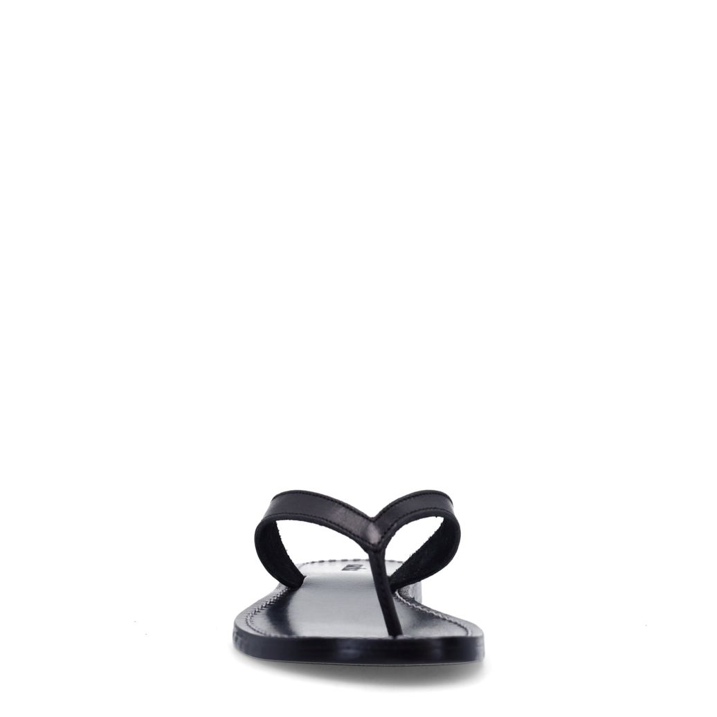 Zwarte leren teenslippers