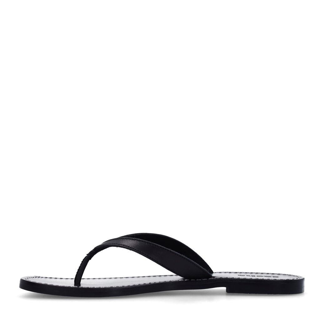 Zwarte leren teenslippers