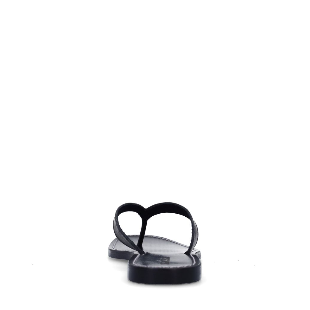 Zwarte leren teenslippers