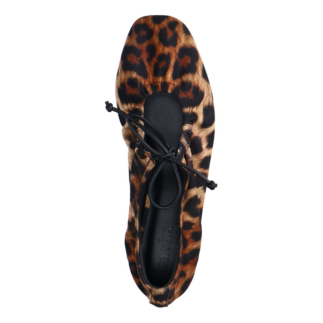 Leopard ballerina's met veters