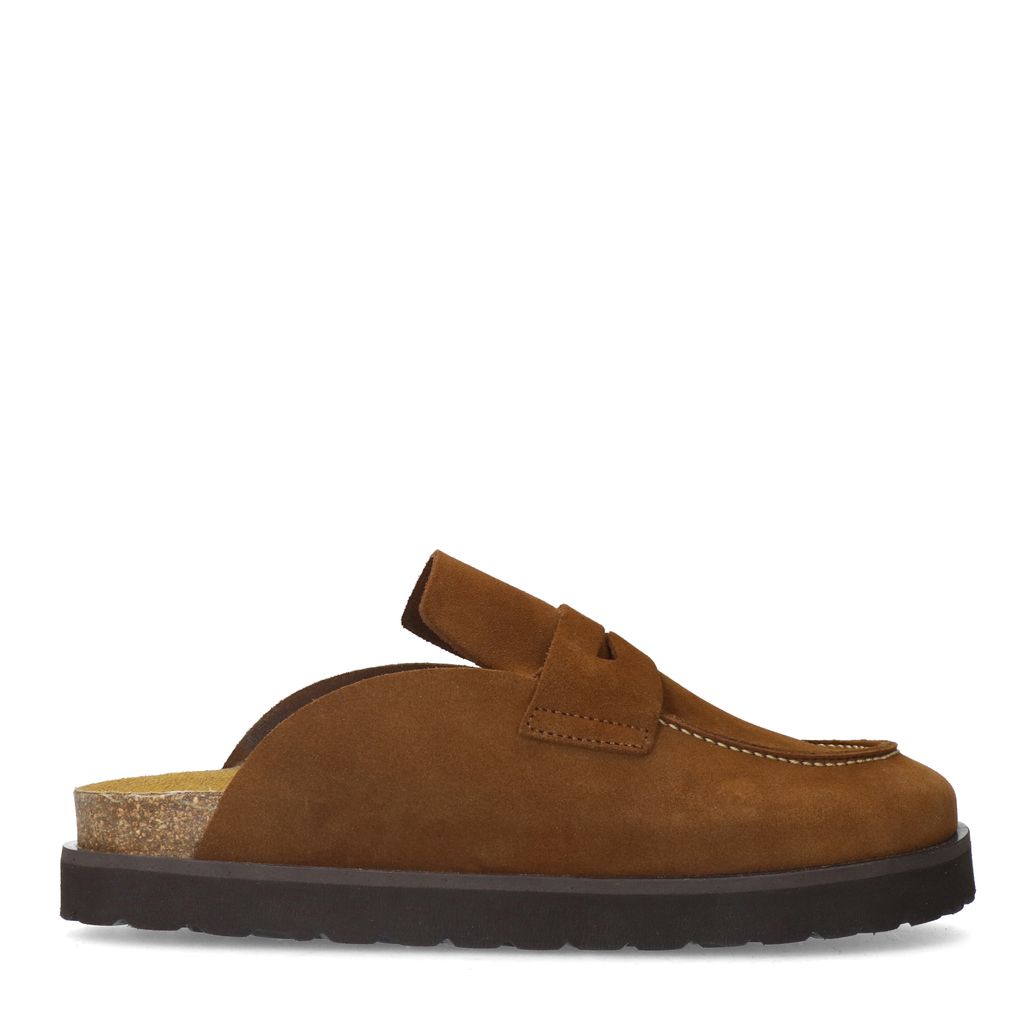 Braune Veloursleder-Slipper