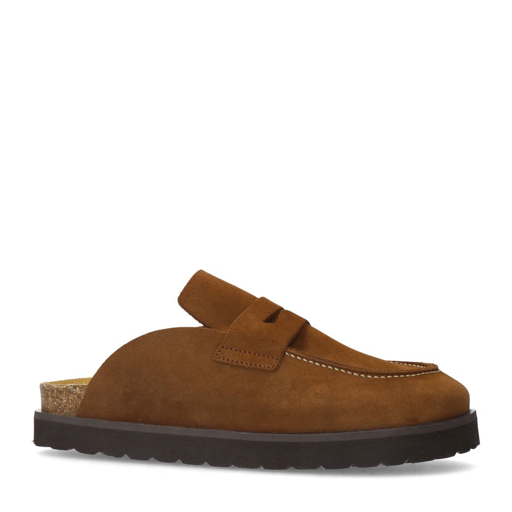 Braune Veloursleder-Slipper