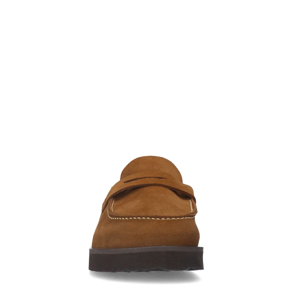 Braune Veloursleder-Slipper