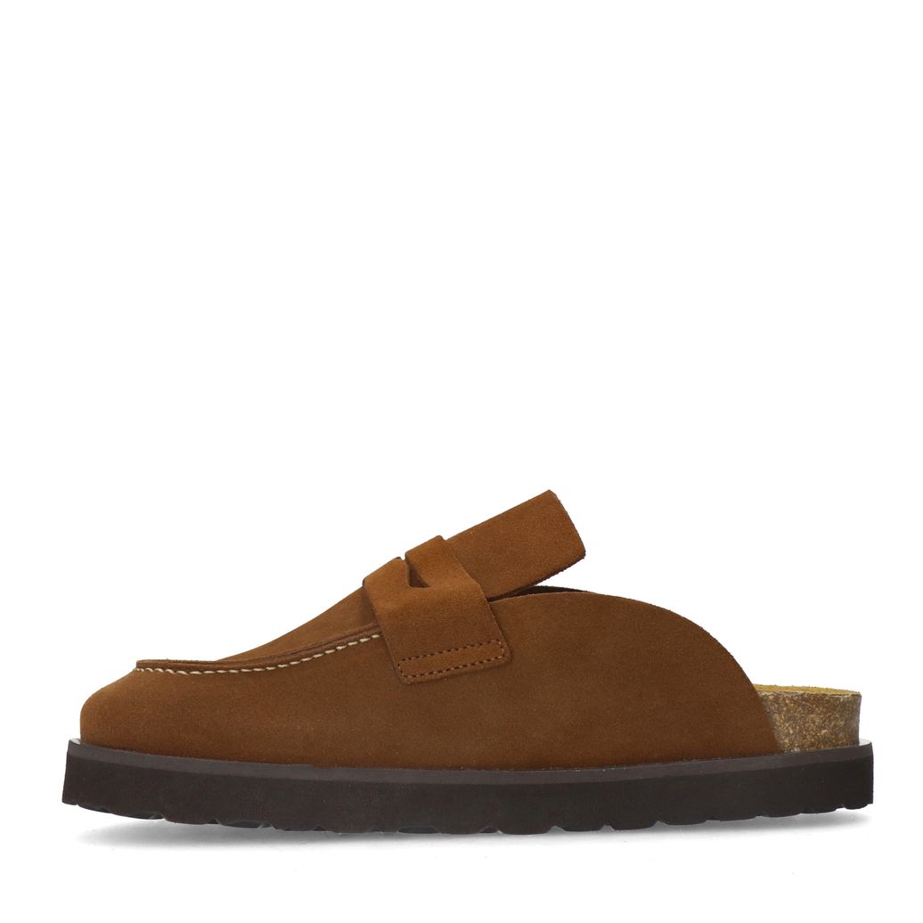 Braune Veloursleder-Slipper