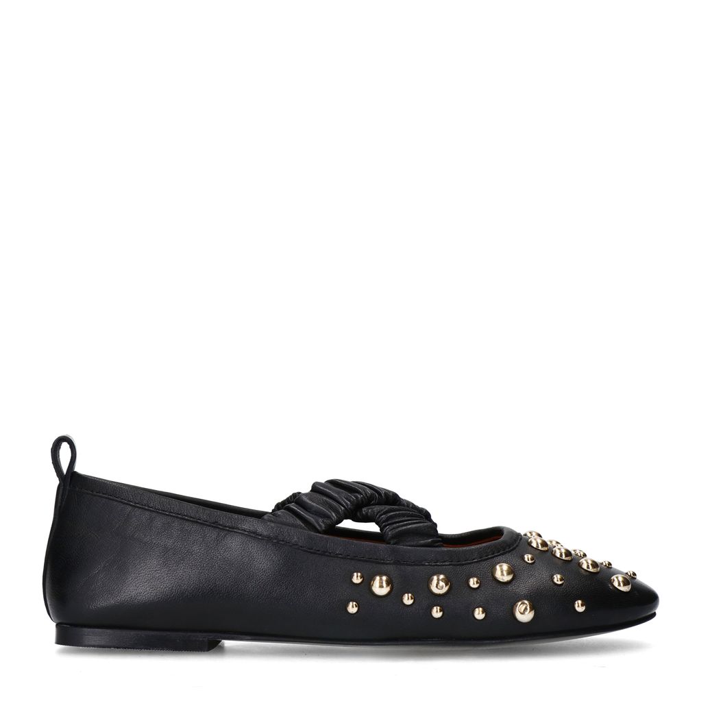 Ballerines en cuir avec clous - noir