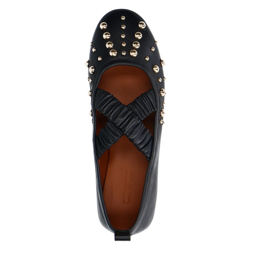 Ballerines en cuir avec clous - noir