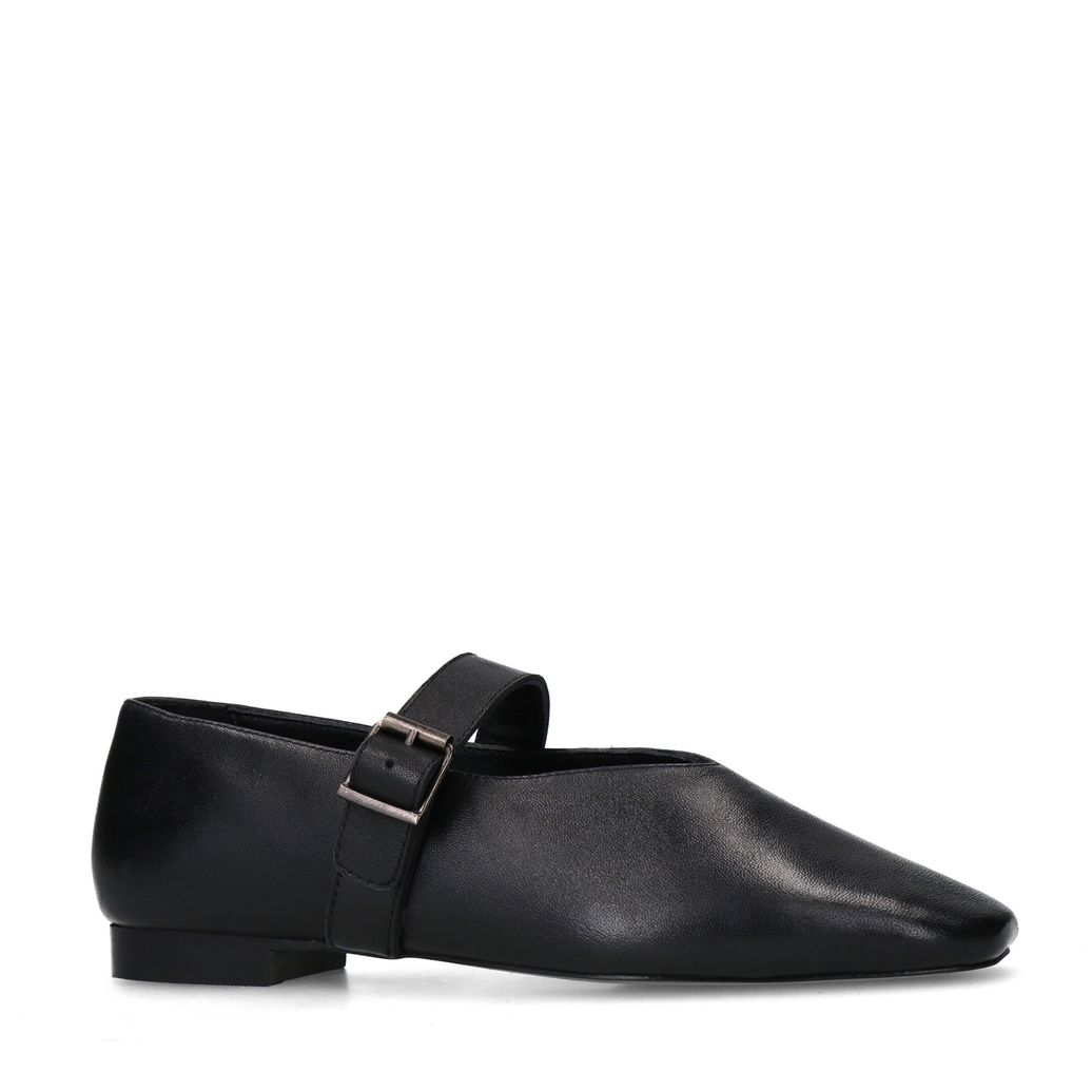Ballerines en cuir avec boucle - noir