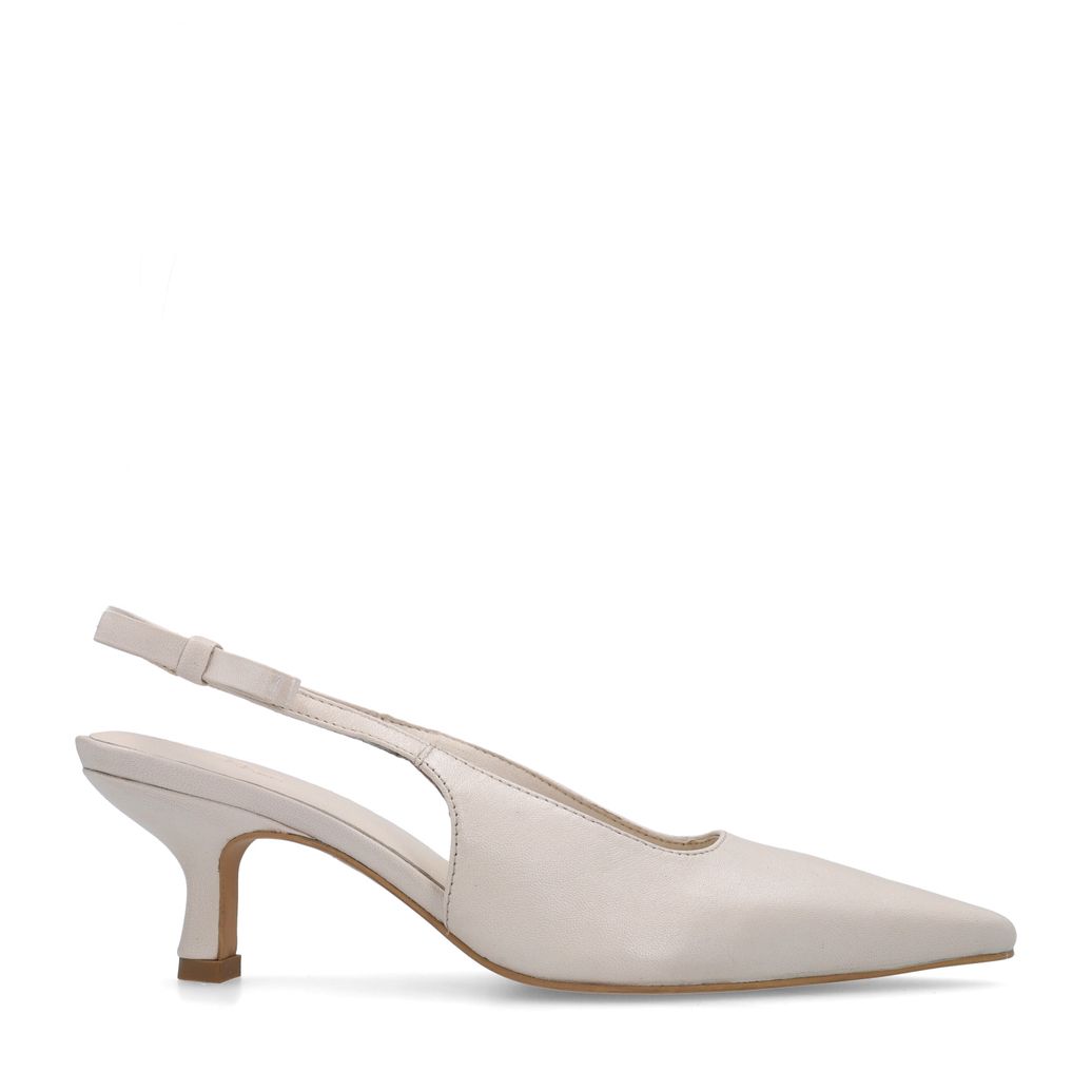 Escarpins slingback en cuir - blanc cassé