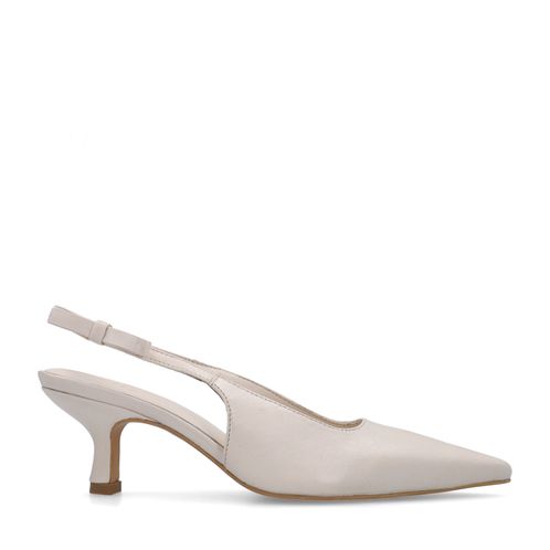 Off white leren slingback pumps