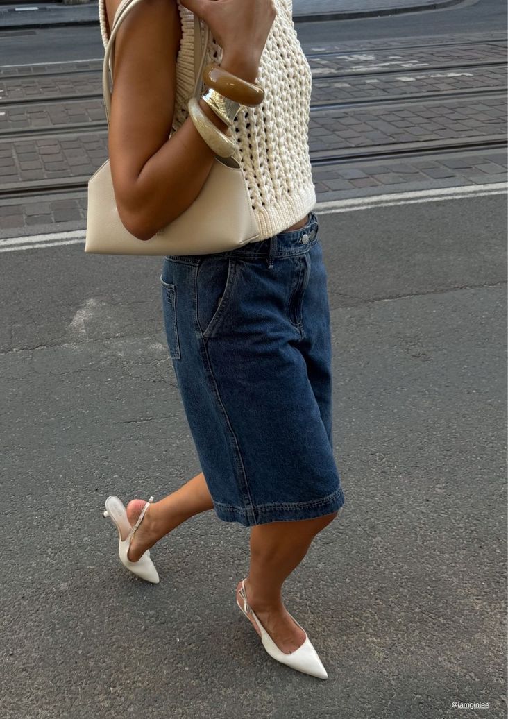 Escarpins slingback en cuir - blanc cassé