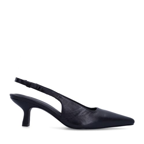Zwarte leren slingback pumps