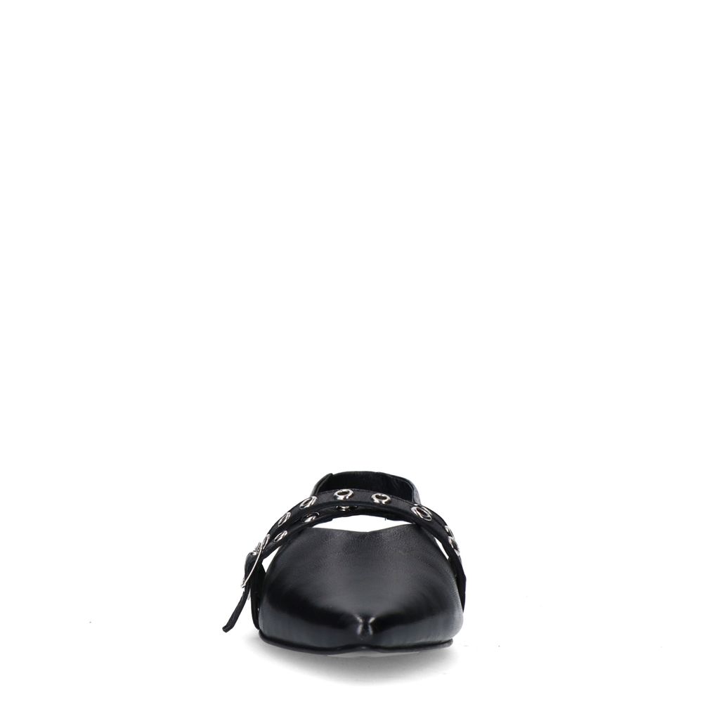 Schwarze Leder-Slingbacks mit Schnallen