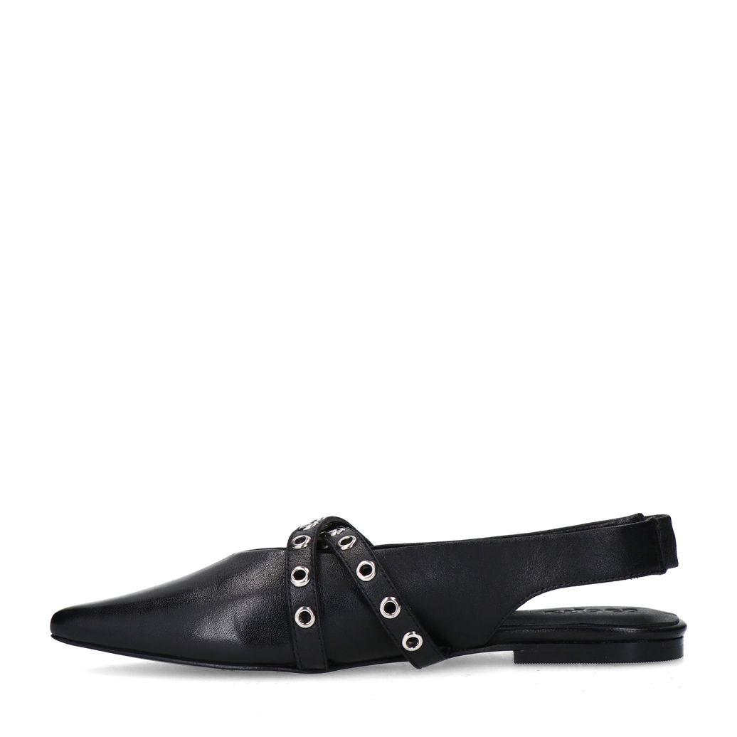 Schwarze Leder-Slingbacks mit Schnallen