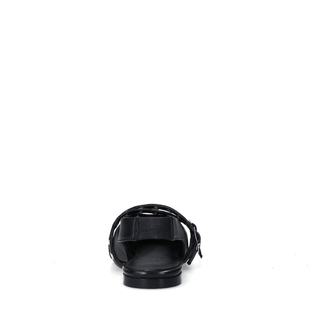 Schwarze Leder-Slingbacks mit Schnallen