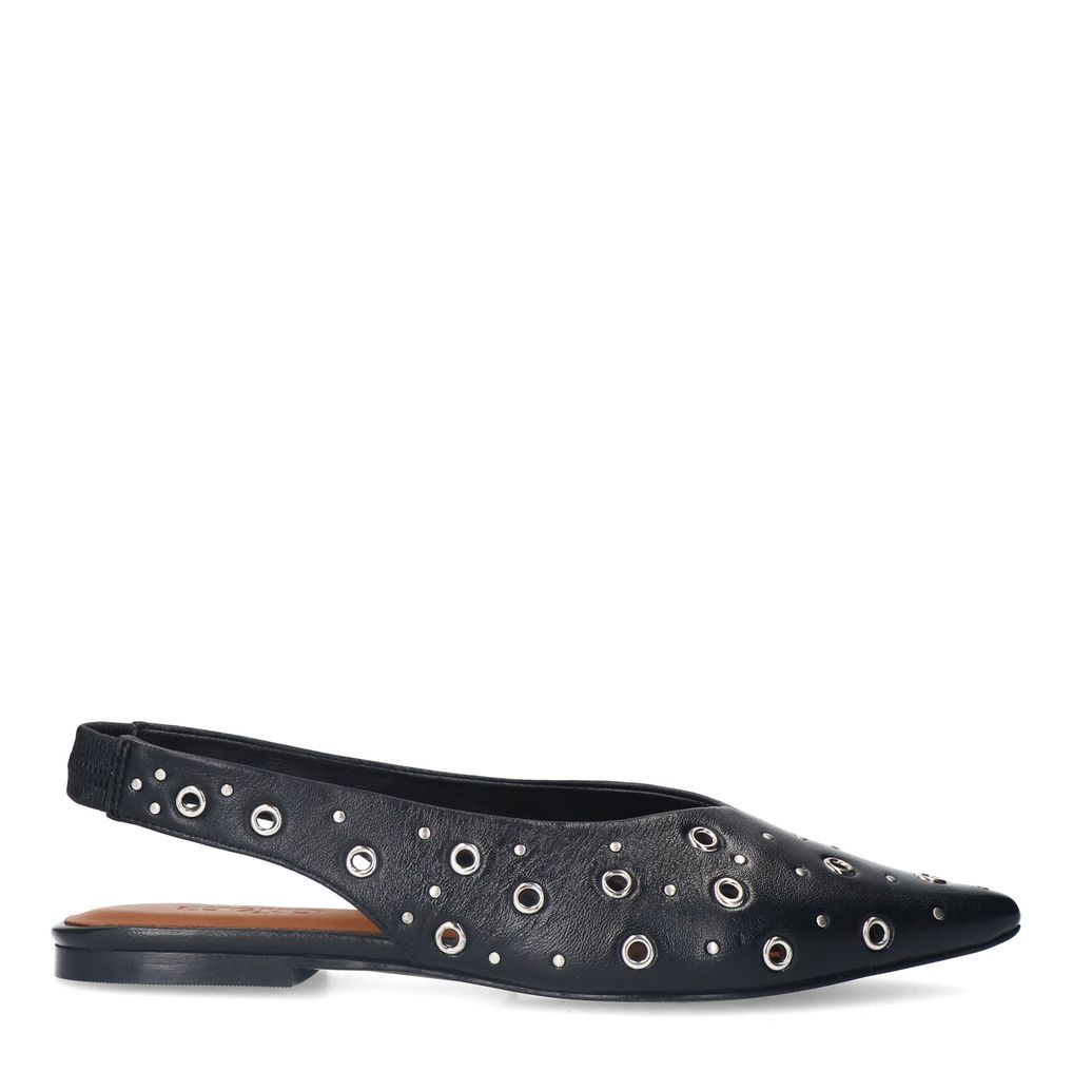 Slingbacks en cuir avec clous - noir