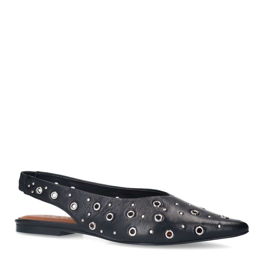Slingbacks en cuir avec clous - noir