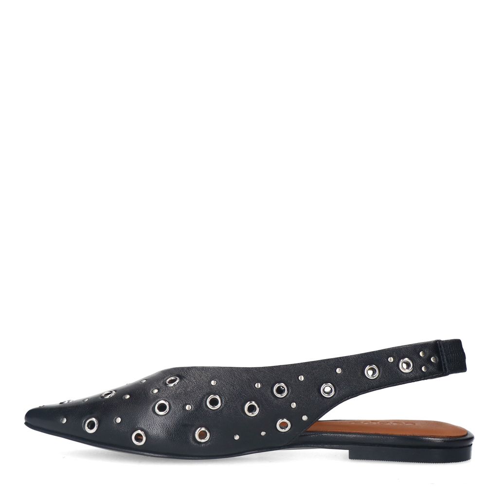 Slingbacks en cuir avec clous - noir