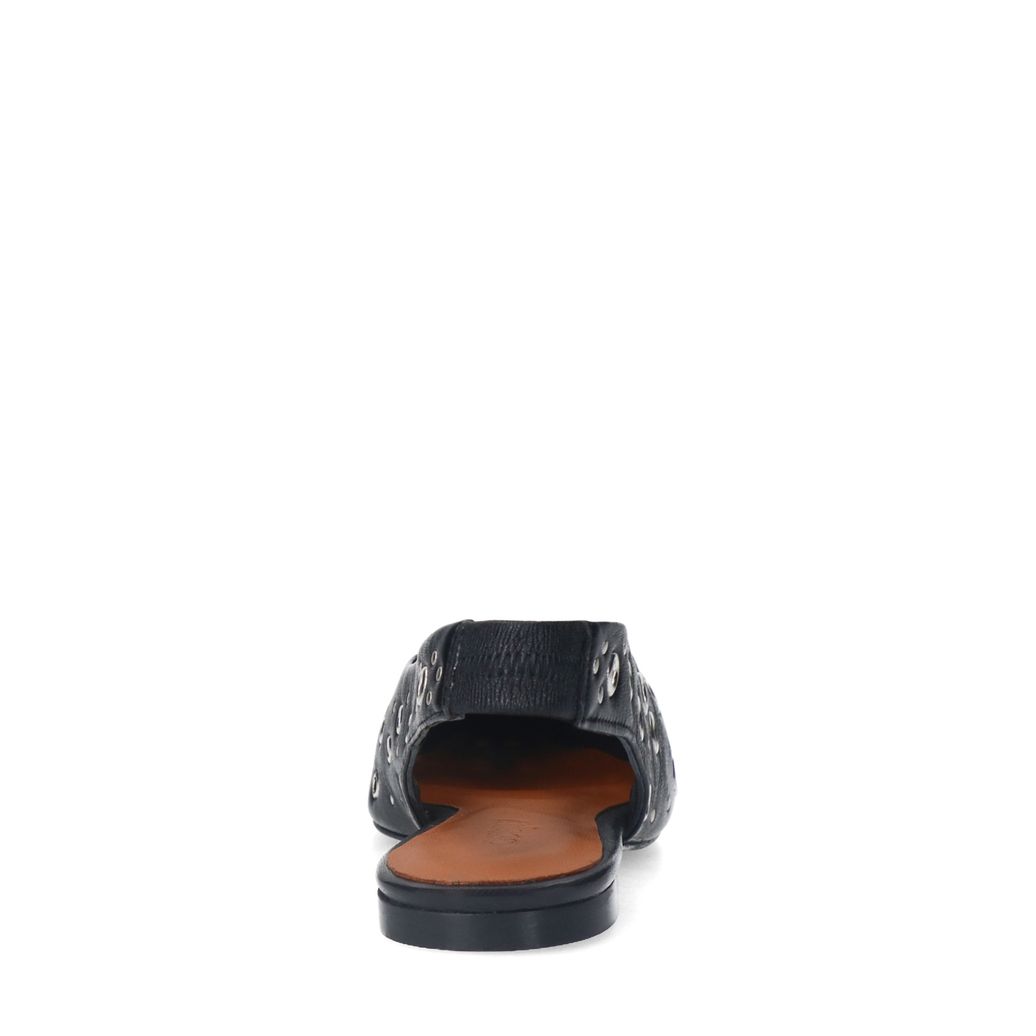 Slingbacks en cuir avec clous - noir