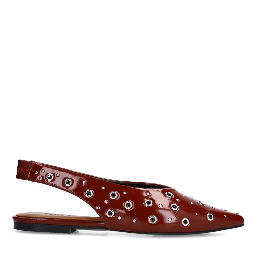 Slingbacks en cuir avec clous - rouge bourgogne