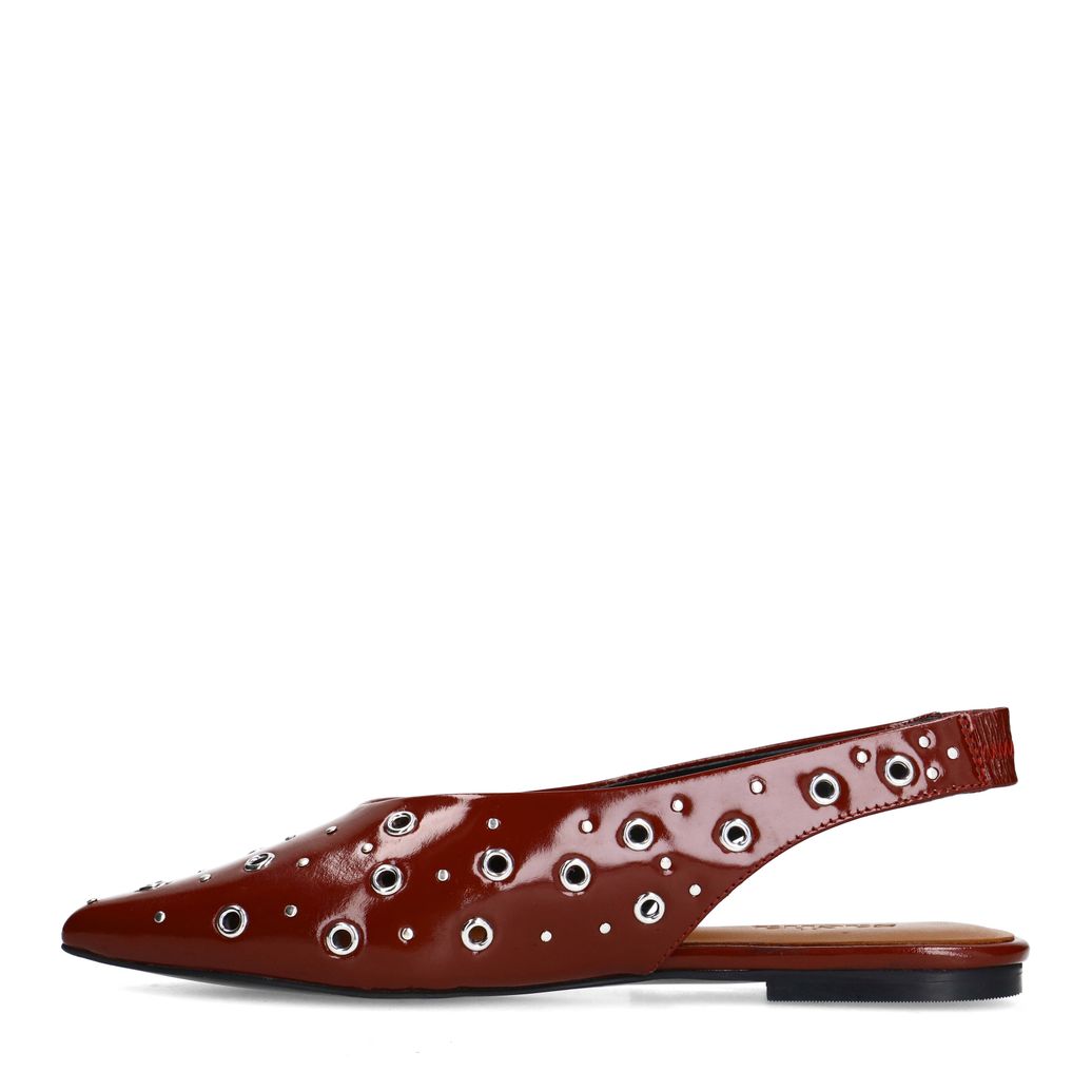 Slingbacks en cuir avec clous - rouge bourgogne