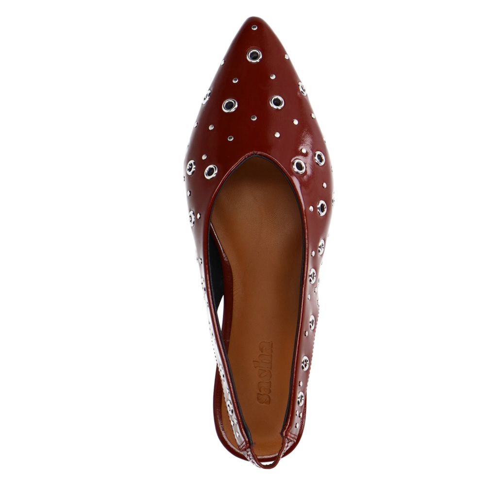 Slingbacks en cuir avec clous - rouge bourgogne