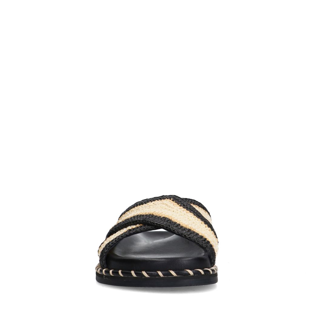 Claquettes plateforme avec bandes - noir