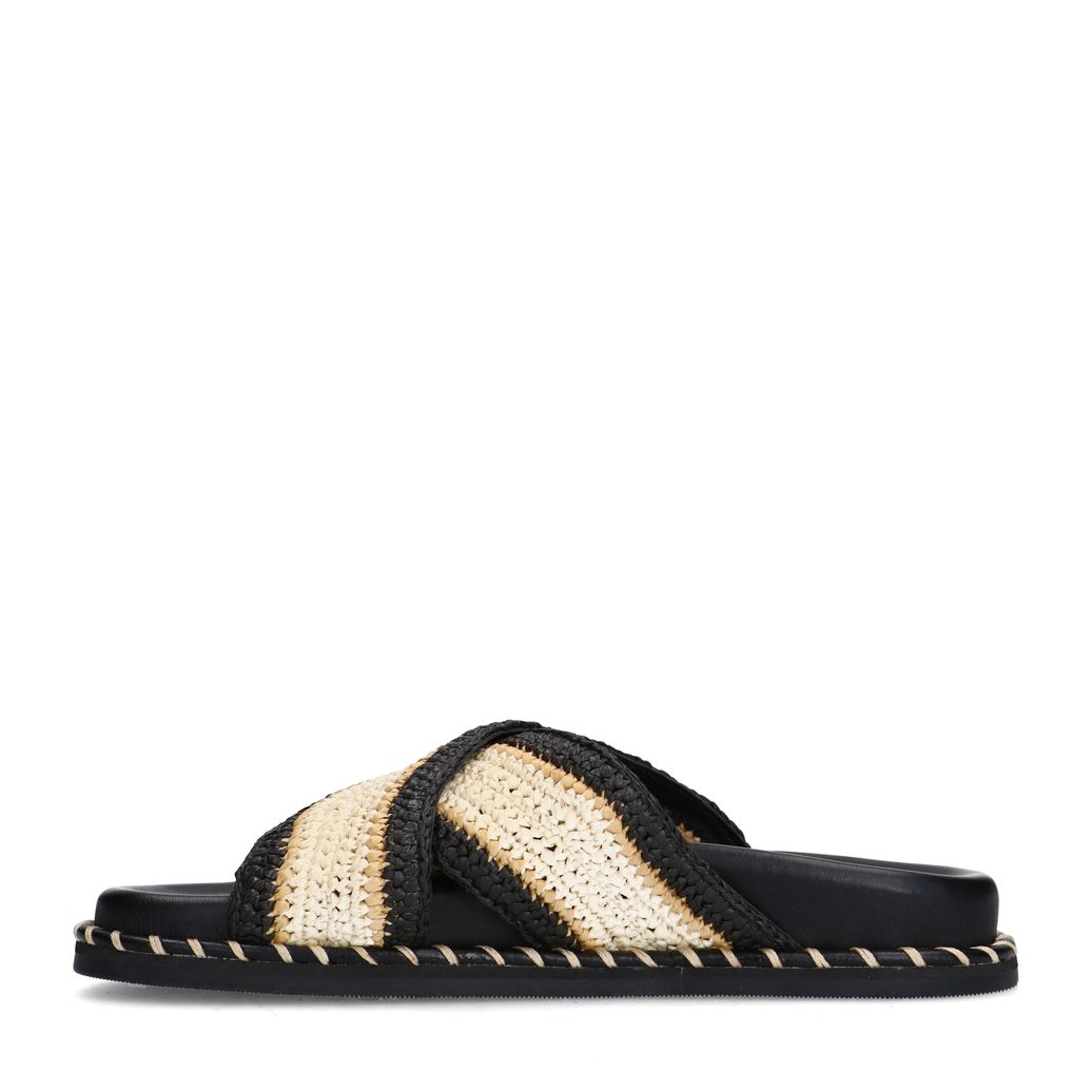 Claquettes plateforme avec bandes - noir