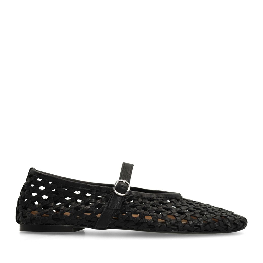 Ballerines tressées en cuir - noir