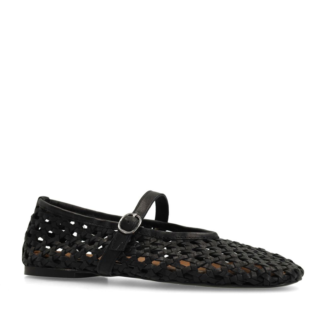 Ballerines tressées en cuir - noir