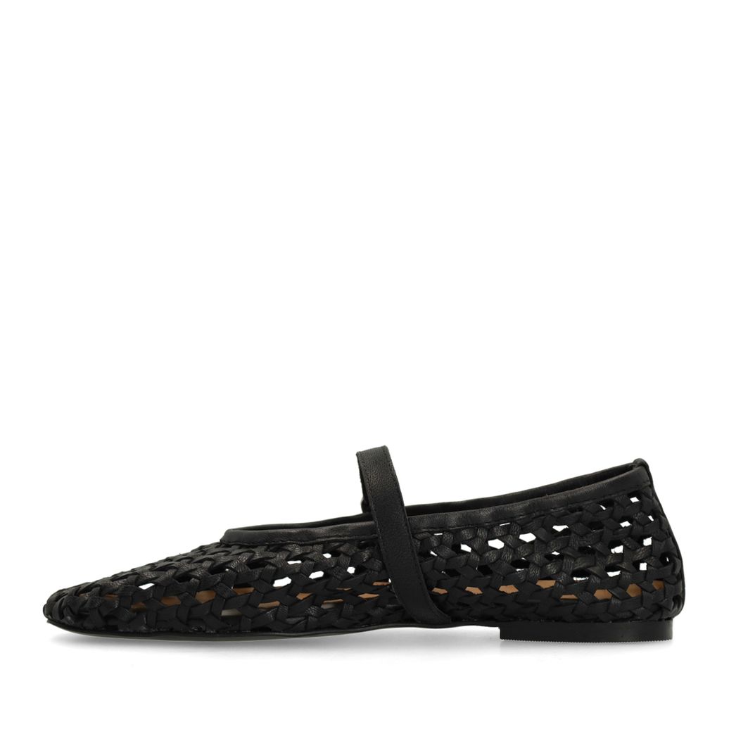 Ballerines tressées en cuir - noir