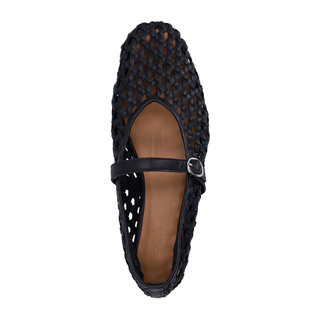 Ballerines tressées en cuir - noir