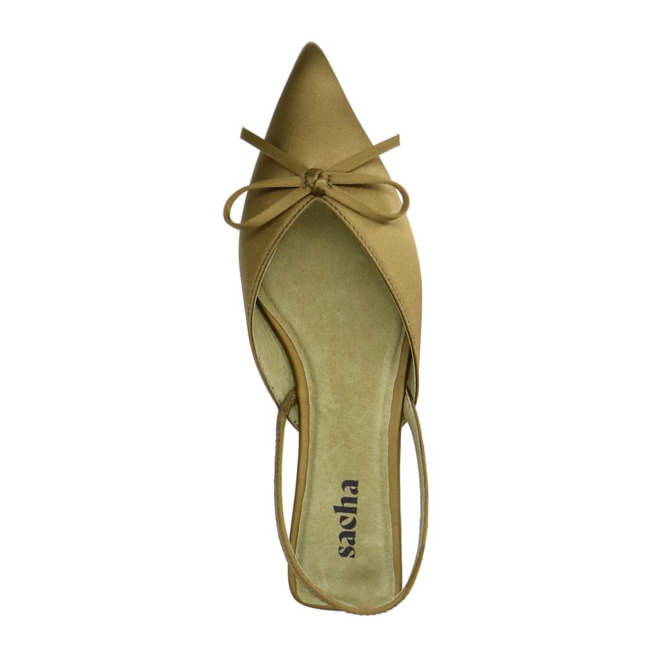 Grüne Slingbacks mit Schleife