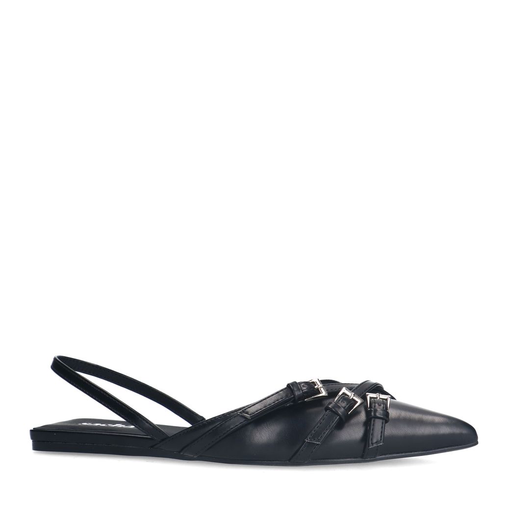 Zwarte slingbacks met gespen