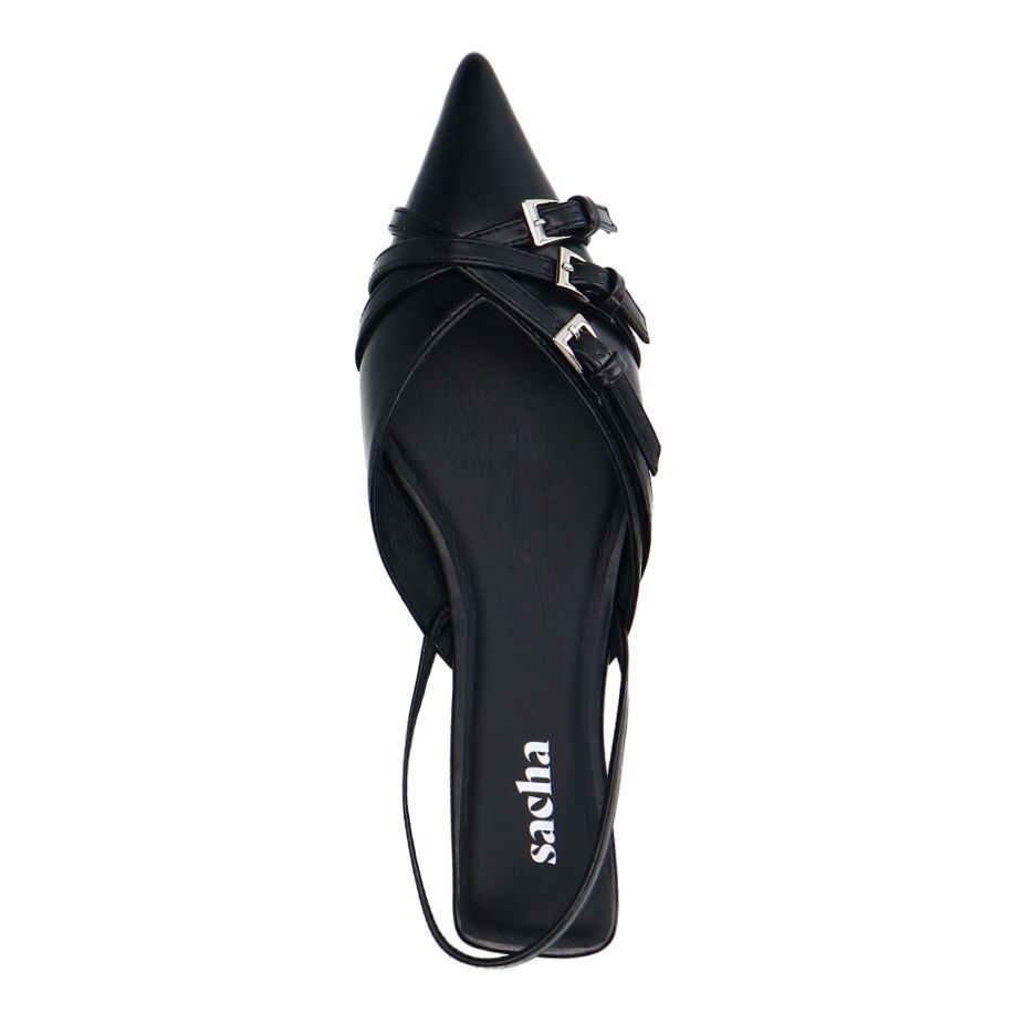 Slingbacks avec boucles - noir