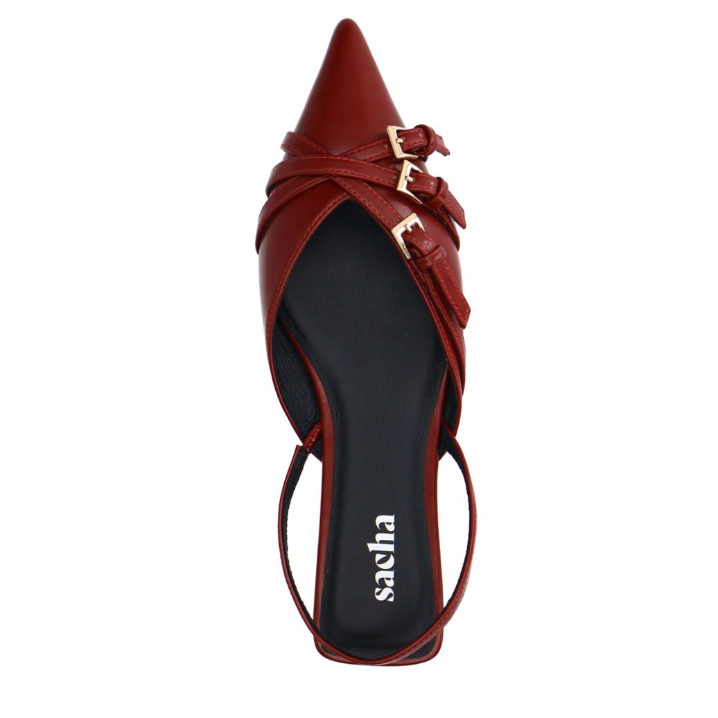 Slingbacks avec boucles - rouge