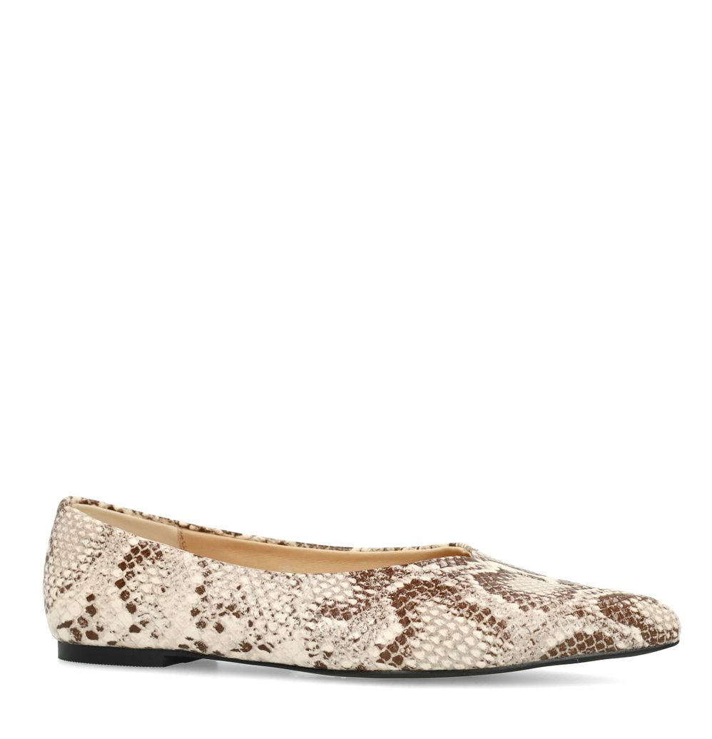 Beigefarbene Ballerinas mit Snakeprint