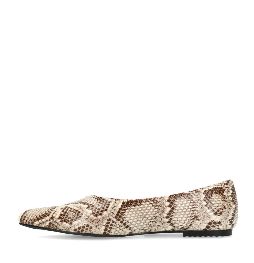 Beigefarbene Ballerinas mit Snakeprint