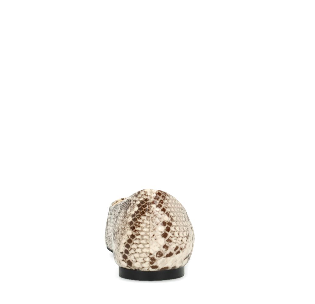 Beigefarbene Ballerinas mit Snakeprint