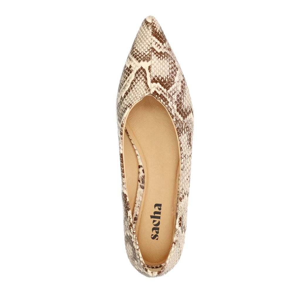 Beige ballerina's met snake print