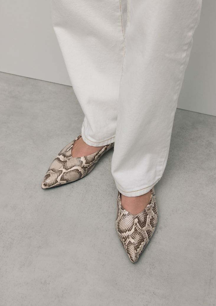 Ballerines avec imprimé serpent - beige