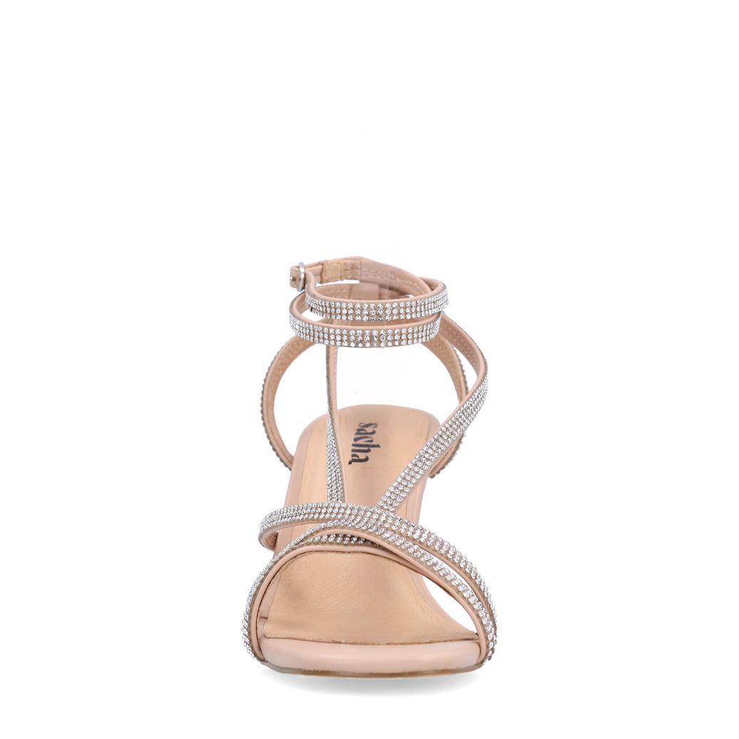 Sandales à talon avec strass - beige
