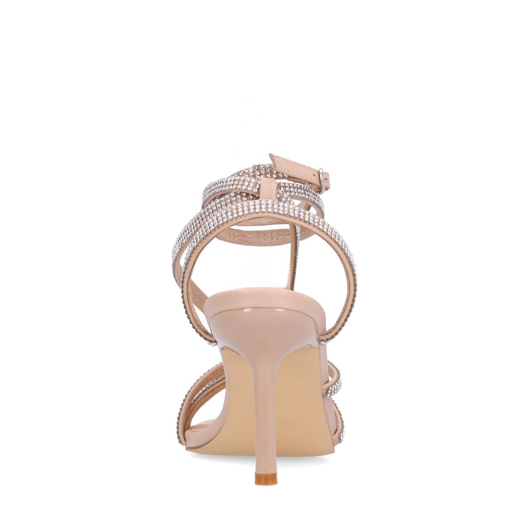 Sandales à talon avec strass - beige