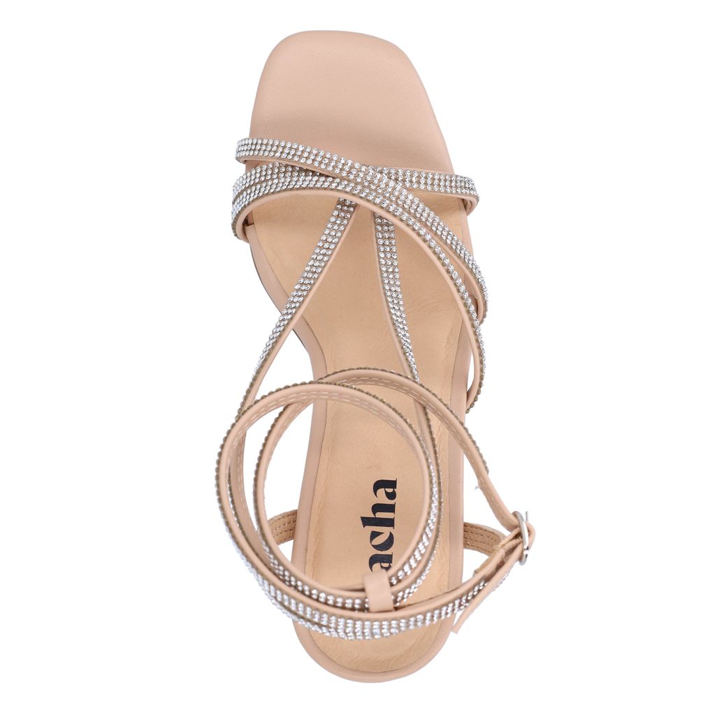 Sandales à talon avec strass - beige