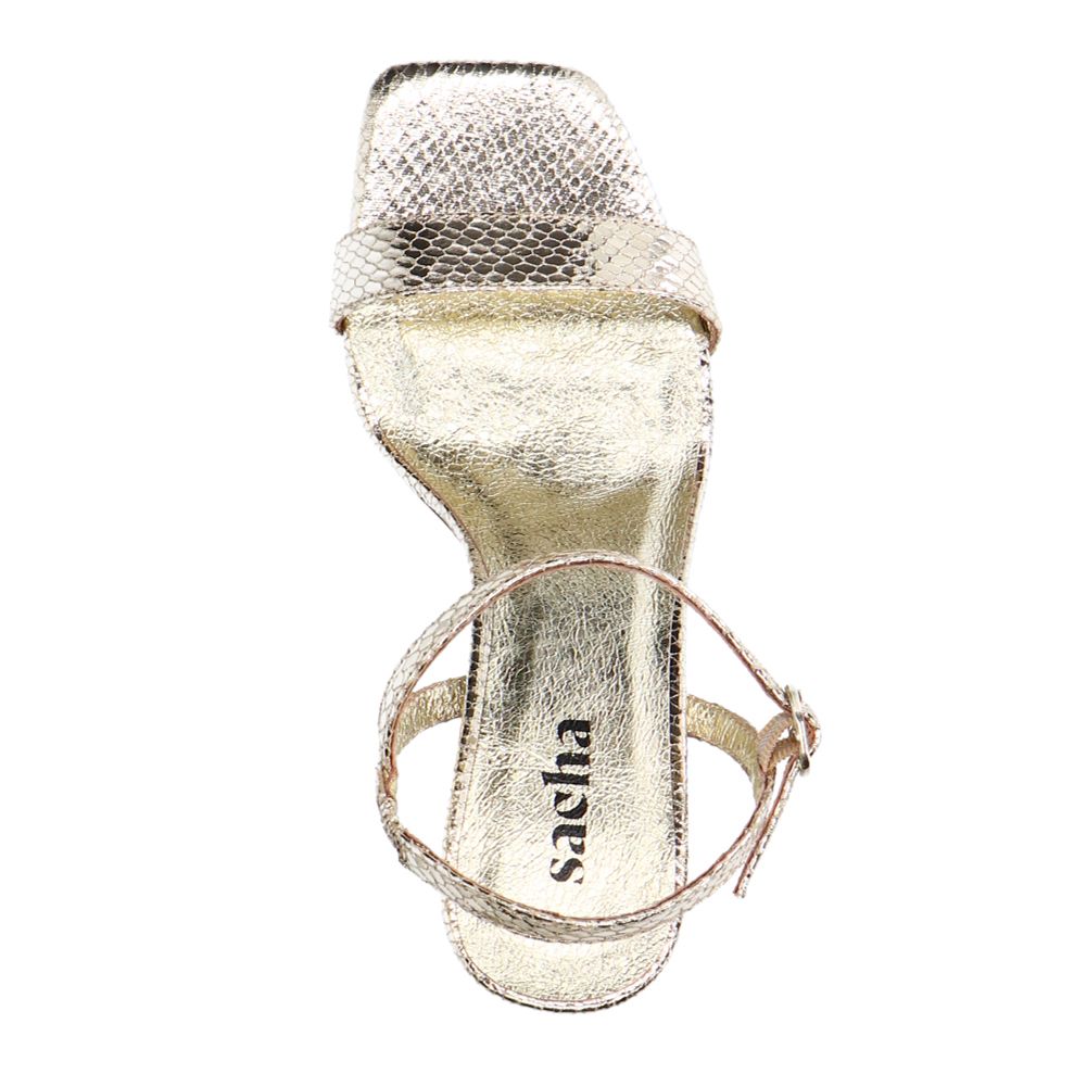 Gouden sandalen met hak