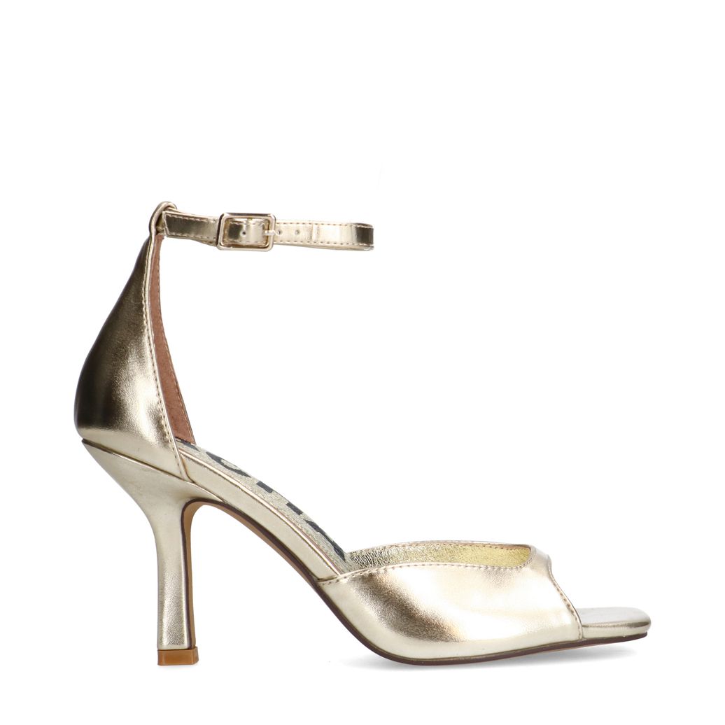 Gouden sandalen met hak